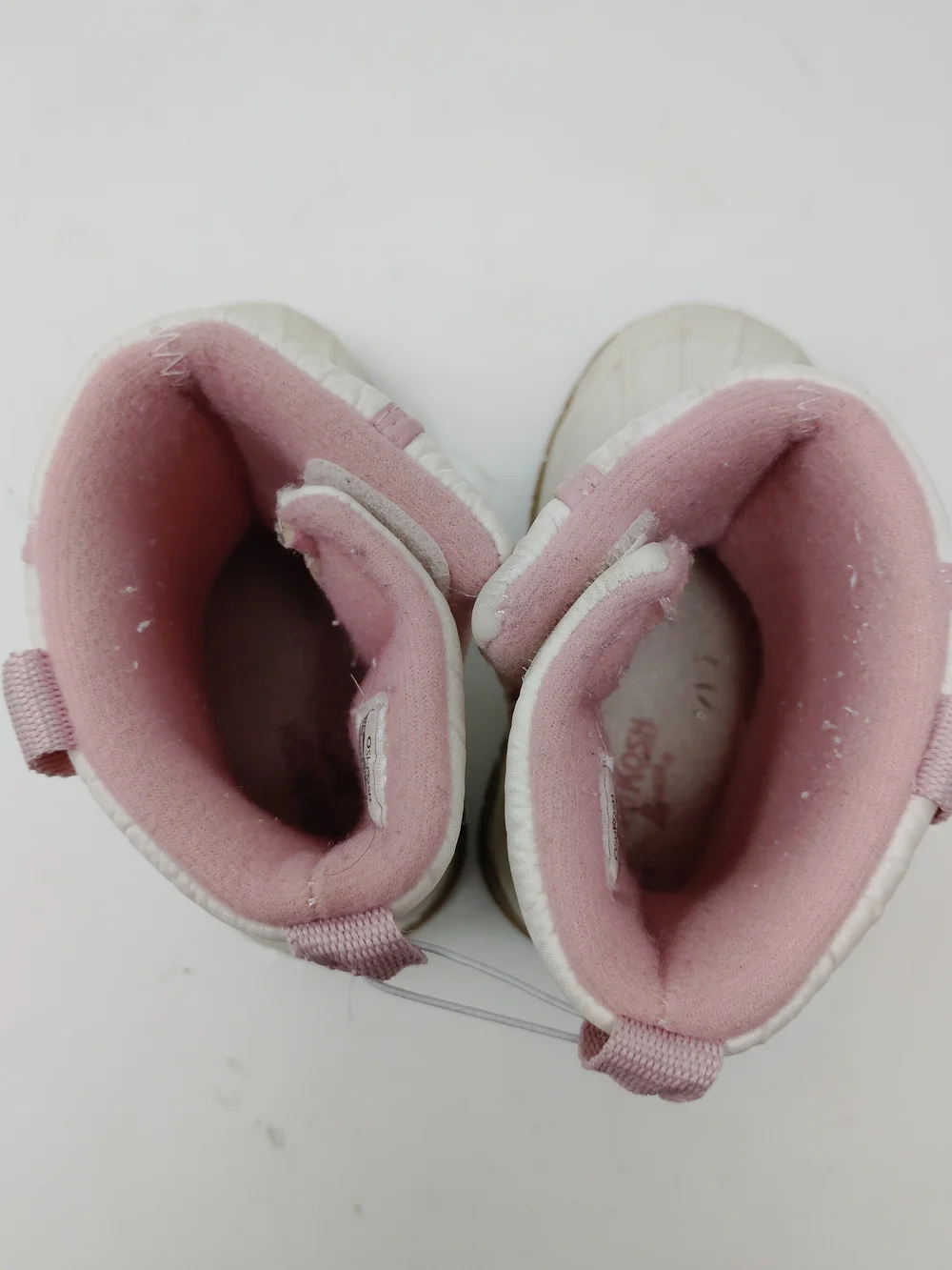 OshKosh B'gosh White and Pink Kids Snow Boots Toddler 6M Faux Fur Lined